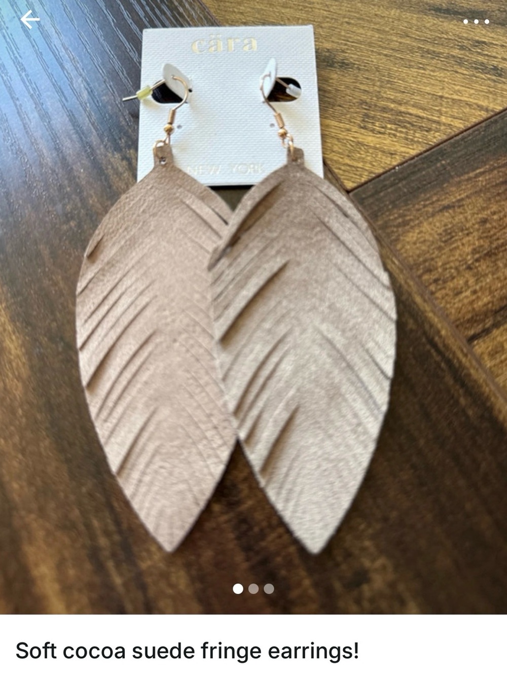 CARA Soft Cocoa Suede Fringe Leaf Earrings